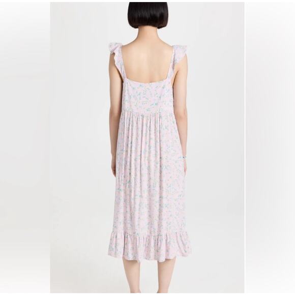Sokie Collective The Summer Flutter Dress Small Lavender Floral Midi Ruffle New - Picture 4 of 12
